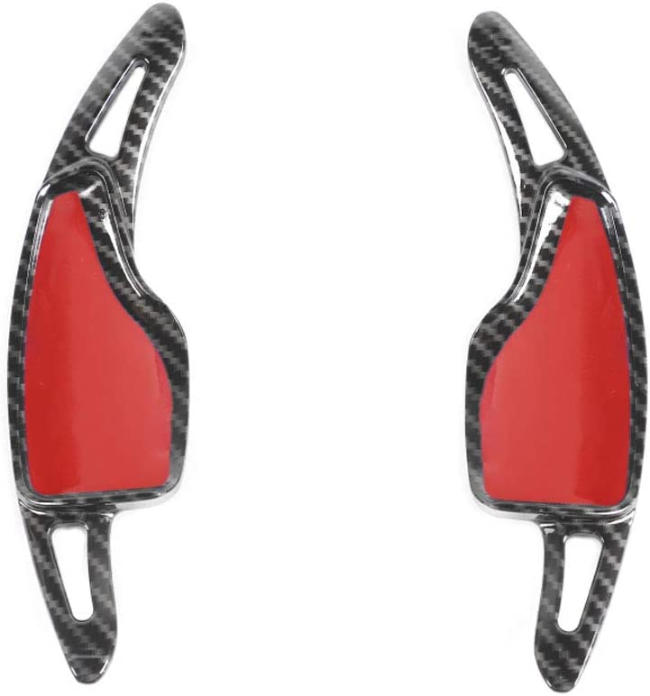 Pair Aluminum Alloy Steering Wheel Paddle Shifters Handle Cover Frame Sticker for Camaro 2017+ Carbon Fiber Grain - Delicate Leather