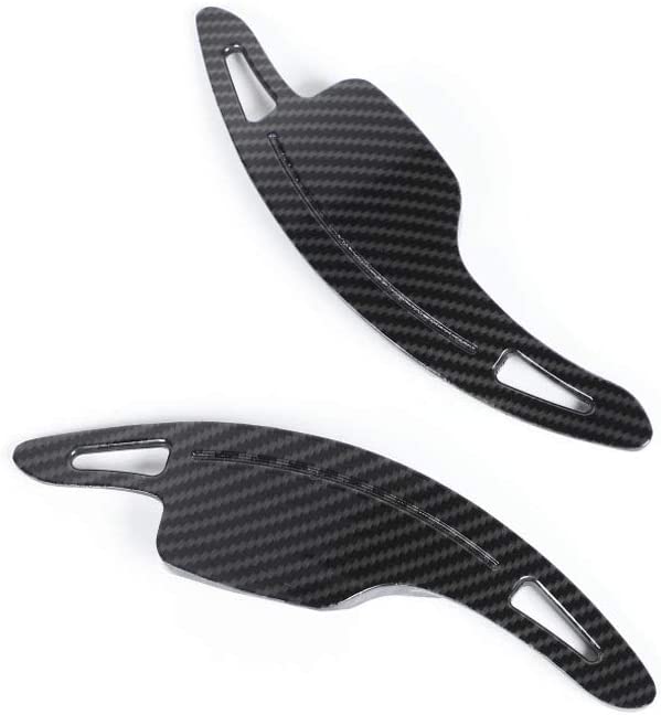 Pair Aluminum Alloy Steering Wheel Paddle Shifters Handle Cover Frame Sticker for Camaro 2017+ Carbon Fiber Grain - Delicate Leather