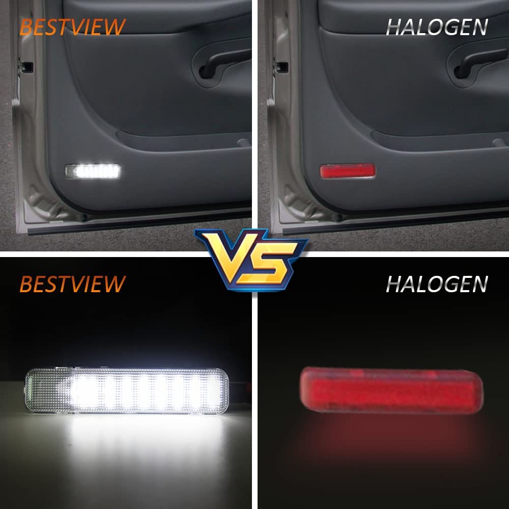 LED Interior Door Panel Light Courtesy Lamp Compatible with Silverado Suburban 1500 2500 Tahoe Avalanche GMC Sierra Yukon Escalade Hum-mer H2, Footwell Step Lights Pack of 2 - Delicate Leather