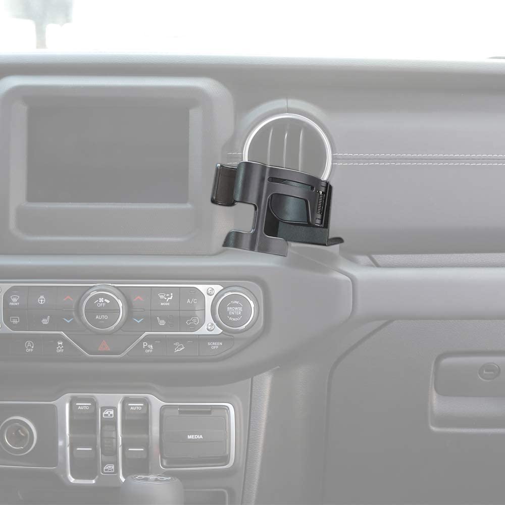 JL & JT Multi-Function Drink Cup Phone Holder, 2 in 1 Bolt-on Stand Bracket Organizer for 2018-2022 Jeep Wrangler JL JLU & Jeep Gladiator JT Trunk - Delicate Leather