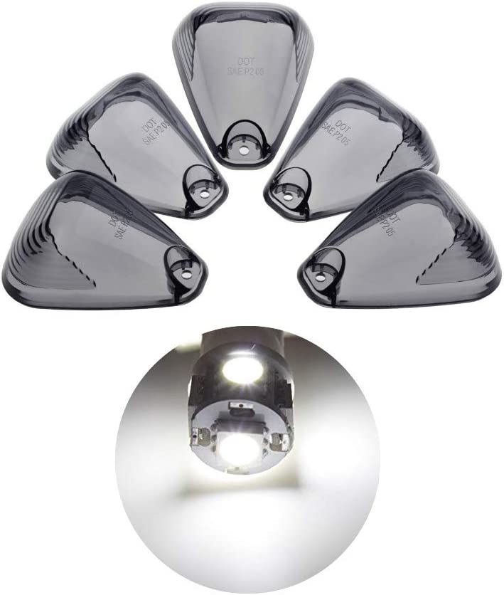 5 X Cab Marker Light Smoke Cover White LED, Cab Roof Running Light, Accessories Light Compatible with 1999-2016 Ford F150 F250 F350 F450 F550 F650 E150 E250 E350 Super Duty Pickup Truck - Delicate Leather