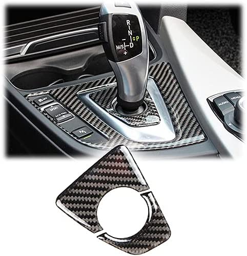 Gear Shift Knob Base Panel Cover Trim, Real Carbon Fiber, Compatible with 3 Series F30 F31 2012-2018, GT F34 2014-2018, 4 Series F32 F33 F36 2014-2018 - Delicate Leather