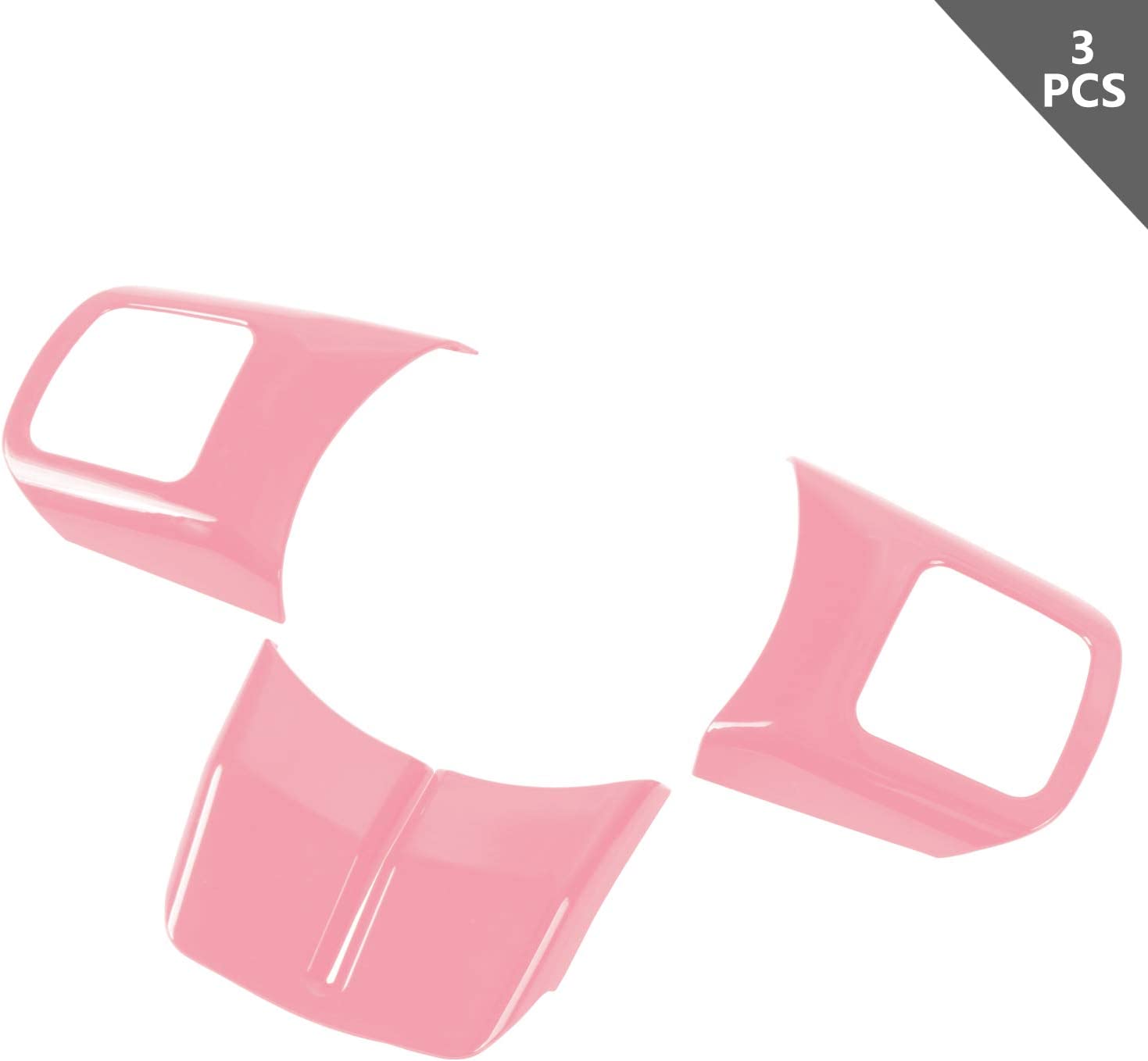 Interior Steering Wheel Decoration Trim Kits for 2011-2018 Jeep Wrangler JK/2011-2013 Grand Cherokee/2011-2016 Jeep Compass & Patriot, Pink - Delicate Leather