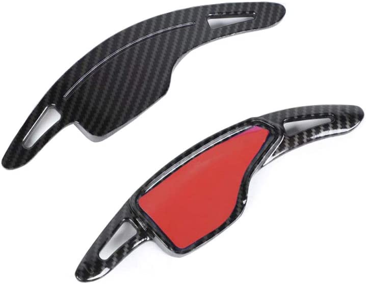 Pair Aluminum Alloy Steering Wheel Paddle Shifters Handle Cover Frame Sticker for Camaro 2017+ Carbon Fiber Grain - Delicate Leather