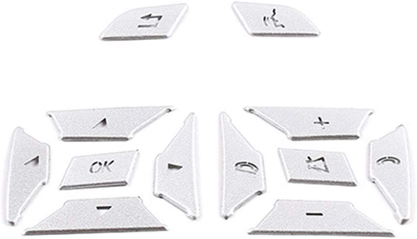 Car Steering Wheel Button Trim Cover Aluminum Alloy Decoration Stickers Compatible with ML GL GLK GLA CLA CLS SL A B C E G Class Interior Accessories (12pcs) - Delicate Leather