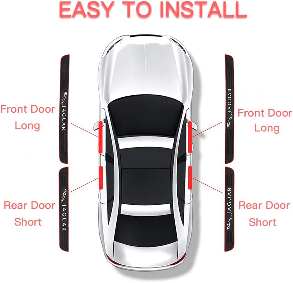 Black PVC Soft Rubber Car Door Sill Plate Protectors - Auto Front/Rear Door Sill Scuff Plate Guards, Door Pedal Protector,Door Sill Plates Pedal Covers 4PCS - Delicate Leather