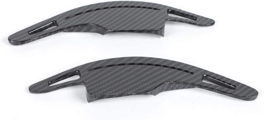 Pair Aluminum Alloy Steering Wheel Paddle Shifters Handle Cover Frame Sticker for Camaro 2017+ Carbon Fiber Grain - Delicate Leather