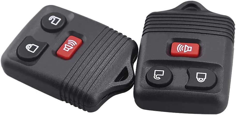 Car Key Fob Remote Case for Ford F150 F-150 F250 F-250 F350 E350 Super Duty Edge Excursion Escape Explorer Lincoln Mazda Mercury Keyless Entry Remote Starter Control Shell (3 Buttons, 2 Pack) - Delicate Leather