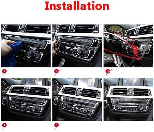 Center Consoles Multimedia CD Control Panel Decoration Frame Cover Trim, Real Carbon Fiber, Compatible with 3 Series F30 F31 2012-2018, GT F34 2014-2018, 4 Series F32 F33 F36 2014-2019 - Delicate Leather