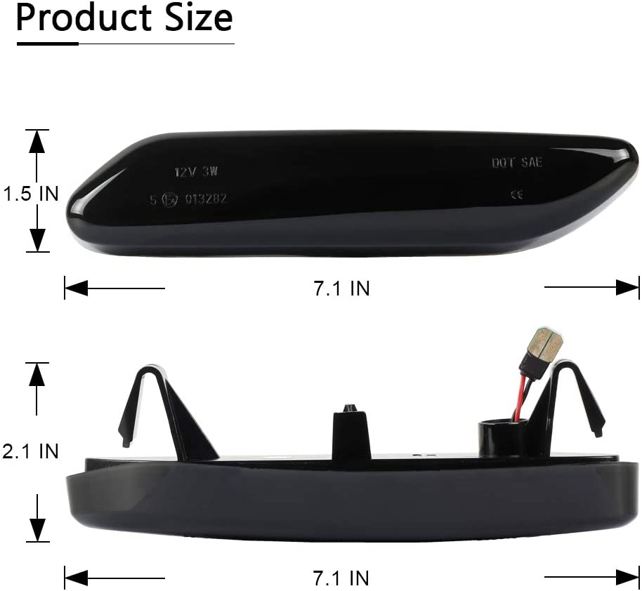 LED Front Fender Side Marker Lights Assembly Smoke Lens Turn Signal Lamp Replacement for R60 R61 Countryman Paceman, 2 Pcs - Delicate Leather