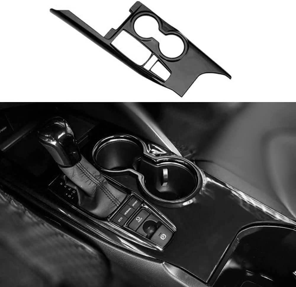 1Pcs Lacquer Black ABS Gear Shift Knob Console Panel Trims Cover Cup Holder Decor Sticker Compatible with SE 2018 2019 2020 2021 2022 2023-Without Seat Heater Switch - Delicate Leather