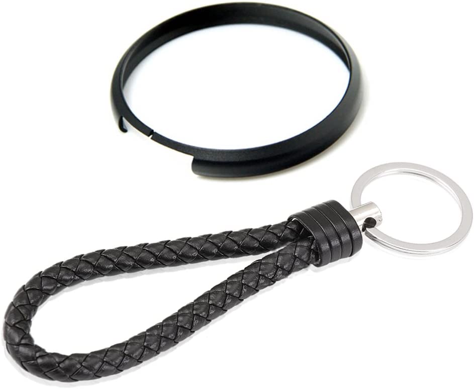 Aluminum Remote Control Key Ring with Keychain Protective Ring Replacement Key Fob Ring Rim Trim Cover Car Key Decoration Accessories - Delicate Leather