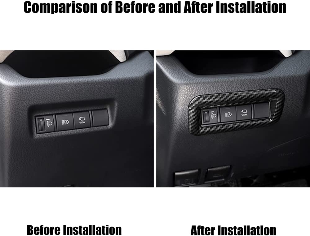 RAV4 ABS Carbon Fiber Grain Headlight Switch Button Frame Cover Trim for RAV4 2019 2020 2021 2022 Interior Accessories(1PC) - Delicate Leather