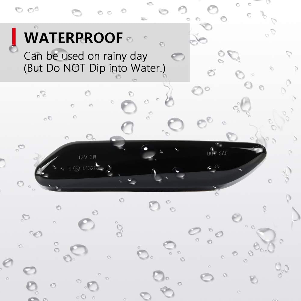 LED Front Fender Side Marker Lights Assembly Smoke Lens Turn Signal Lamp Replacement for R60 R61 Countryman Paceman, 2 Pcs - Delicate Leather