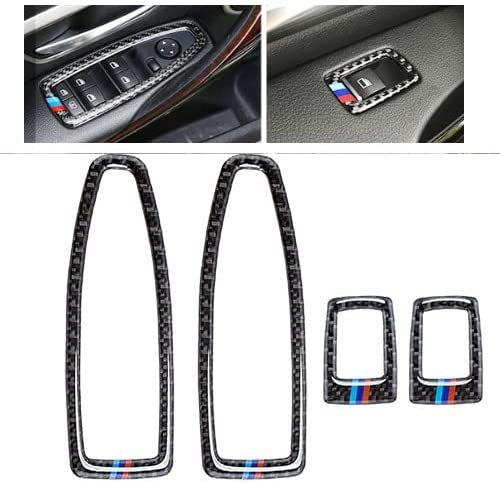Window Lift Button Frame Cover Trim, M Colored Carbon Fiber, Compatible with 3 Series F30 F31 2012-2018, GT F34 2014-2018, 4 Series F36 2015-2018 - Delicate Leather