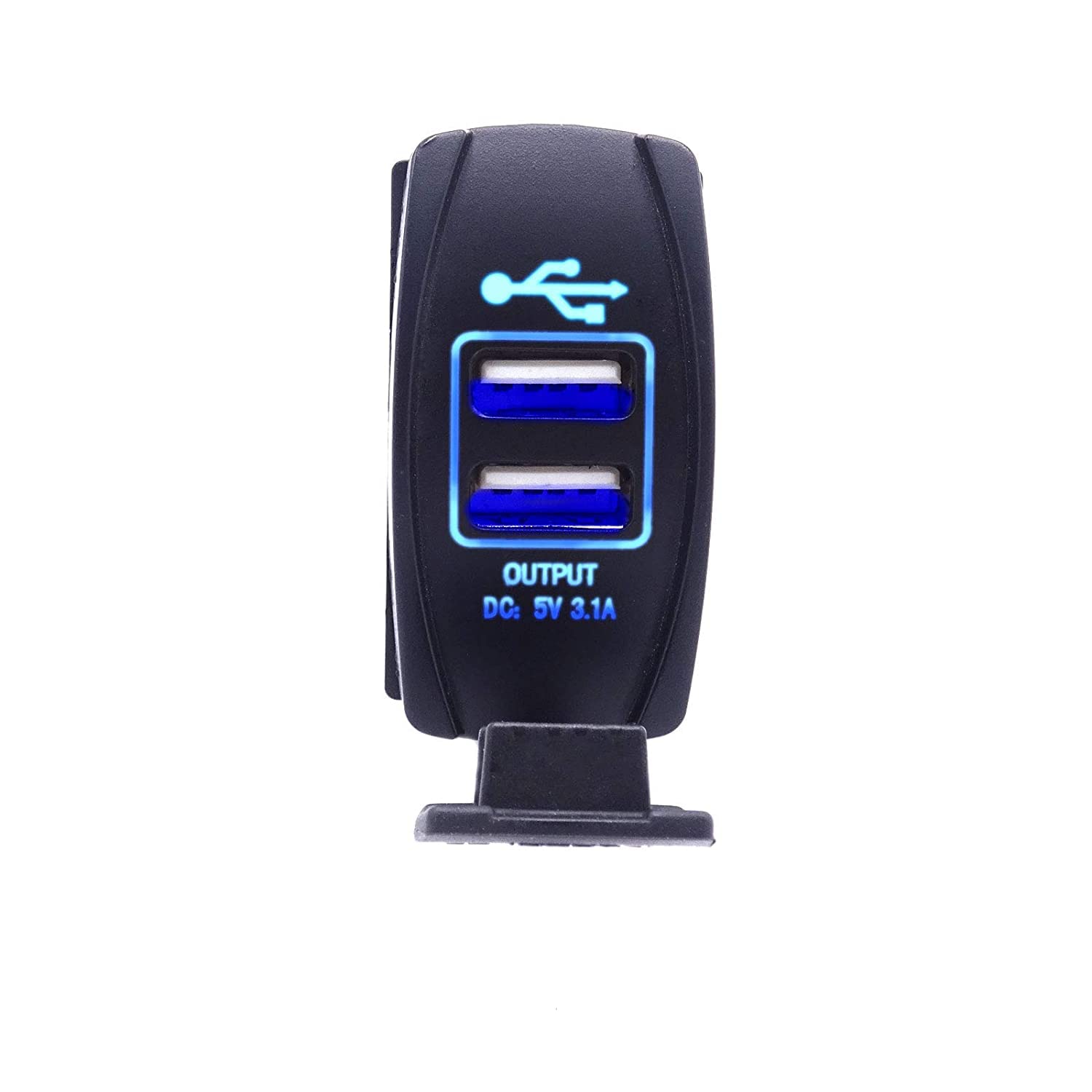 Universal Dual USB Power Charger Carling ARB Rocker Switch Blue LED Light Compatible with Any 12-24V car, Motorcycle, Electric car, ATV, UTV, Boat etc - Delicate Leather