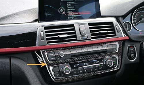 Center Consoles Multimedia CD Control Panel Decoration Frame Cover Trim, Real Carbon Fiber, Compatible with 3 Series F30 F31 2012-2018, GT F34 2014-2018, 4 Series F32 F33 F36 2014-2019 - Delicate Leather