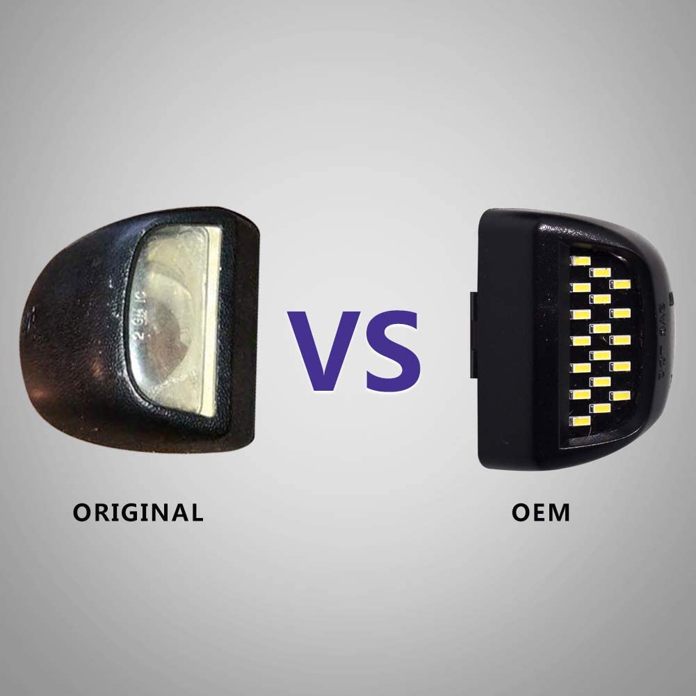 2x LED License Plate Light Lamp Assembly Replacement Accessories Compatible with Silverado 1500 2500 3500 Suburban Tahoe Sierra 1500 2500 3500 Yukon XL Escalade - Delicate Leather