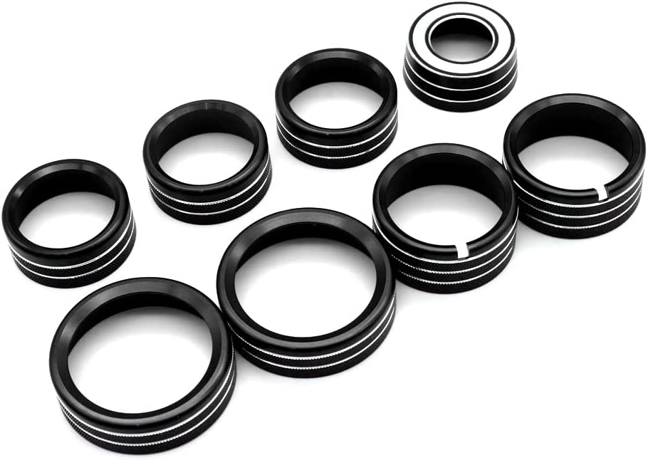 AC Radio Knob Cover Compatible with Silverado & Sierra 2014-2018 Dash Menu Auto Climate Control Volume Turn Signal 4WD Light Switch Knob Button Cover Trim Ring - Delicate Leather