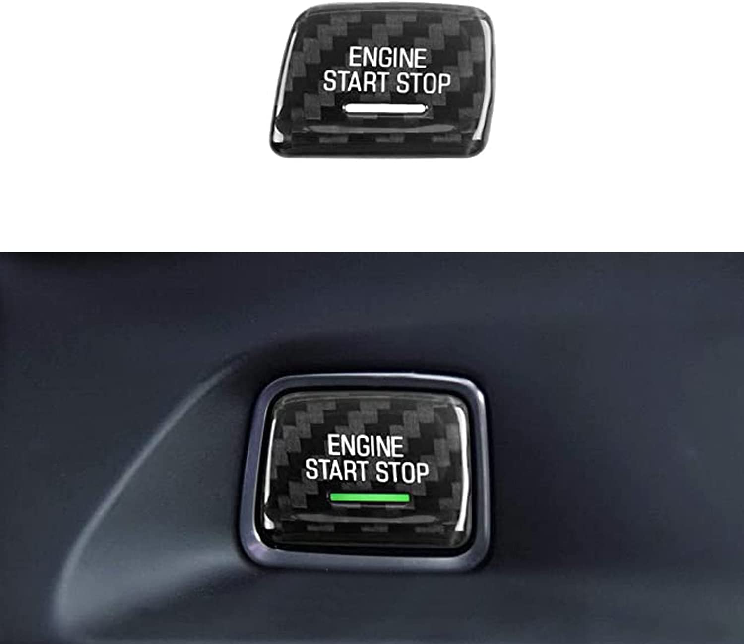 Engine Engine Start/Stop Push Start Button Cover for 2014-2019 C7 , for 2016-2020 Camaro, Real Carbon Fiber - Delicate Leather