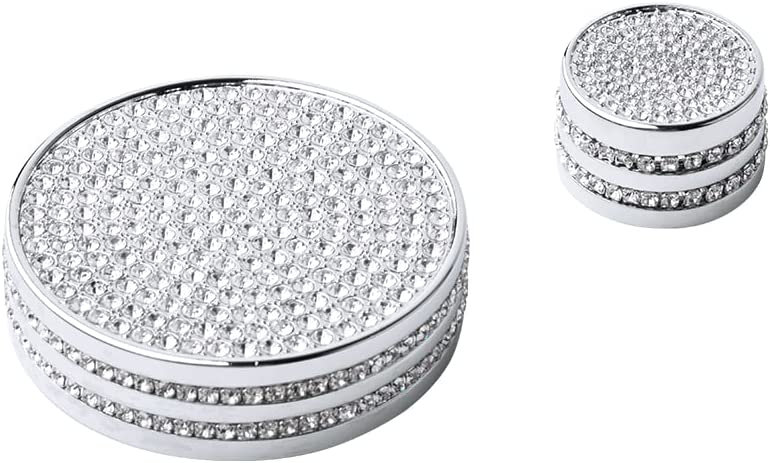 Bling Accessories 3 CX-30 CX30 Volume Media Multimedia Knobs Decals Stickers Covers Cap Car Interior Parts Decoration Men Women Zinc Alloy Rhinestone Silver 2 Pack - Delicate Leather