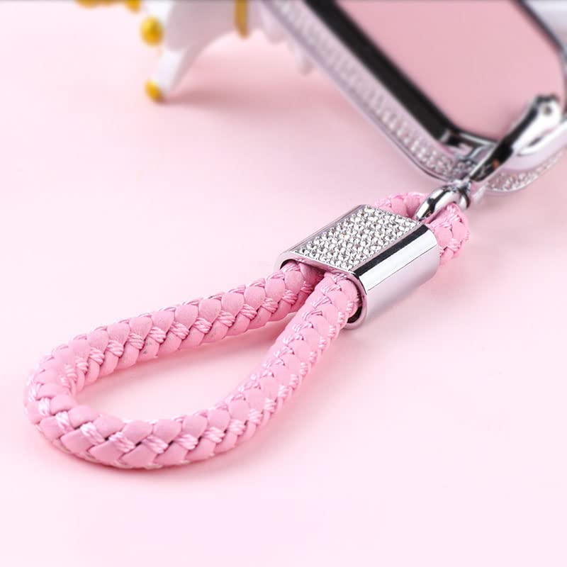 Honda Key Fob Cover with Keychain, Crystal Rhinestones Car Replacement Case, Pink Shell Fit Accord Civic CRV Pilot HRV Odyssey Ridgeline Passport - Delicate Leather