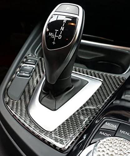 Gear Shift Box Panel Cover Trim, Real Carbon Fiber, Compatible with BMW 3 Series F30 F31 2012-2018, GT F34 2014-2018, 4 Series F32 F33 F36 2014-2019 - Delicate Leather