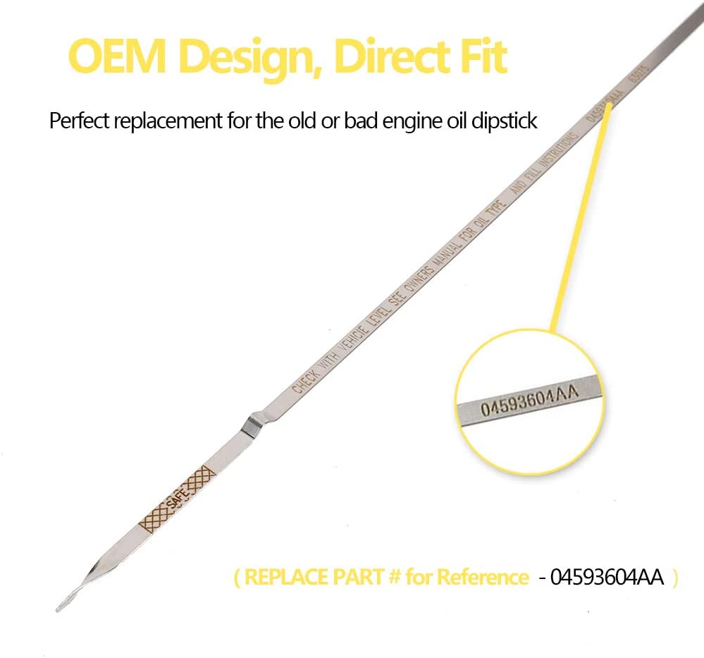 04593604AA Oil Dipstick 4.0 Compatible with 2008-2010 Chrysler Town and Country, 07-08 Chrysler Pacifica, 07-11 Dodge Nitro, 08-10 Dodge Grand Caravan 4.0L Engine Oil Dipstick Fluid Level Indicator Oil Dip Stick - Delicate Leather