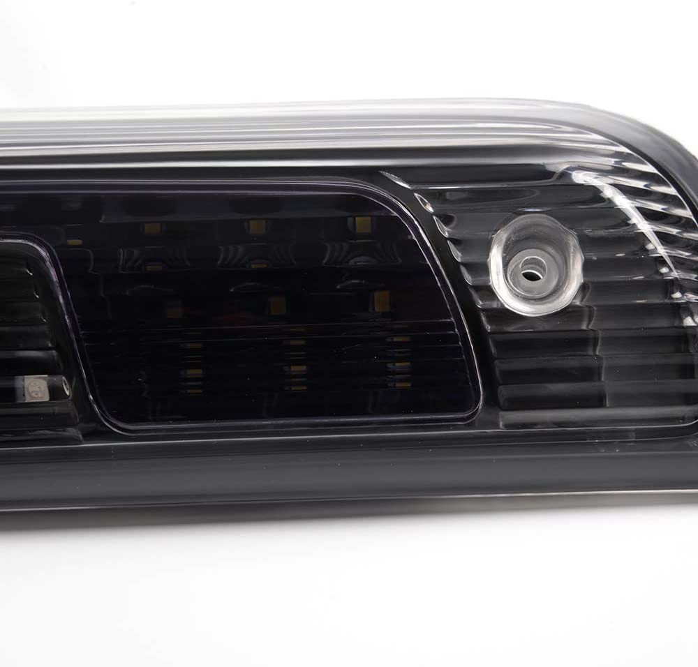 LED 3rd Brake Light, Compatible with 14-18 Silverado Sierra 1500 2500 3500 HD Rear High Mount Stop Parking Lamp Cargo Tail Light Black Housing Clear&Smoky Lens - Delicate Leather