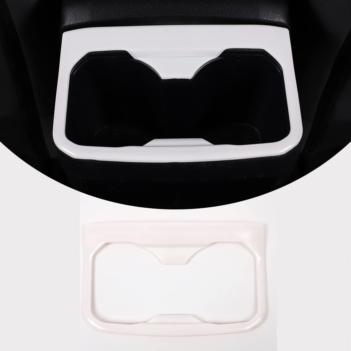 Car ABS Inner Look Interior Rear Seat Armrest Cup Holder Cover Trim Stickers - Delicate Leather