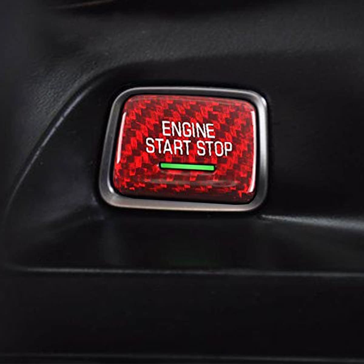 Engine Engine Start/Stop Push Start Button Cover for 2014-2019 C7 , for 2016-2020 Camaro, Real Carbon Fiber - Delicate Leather