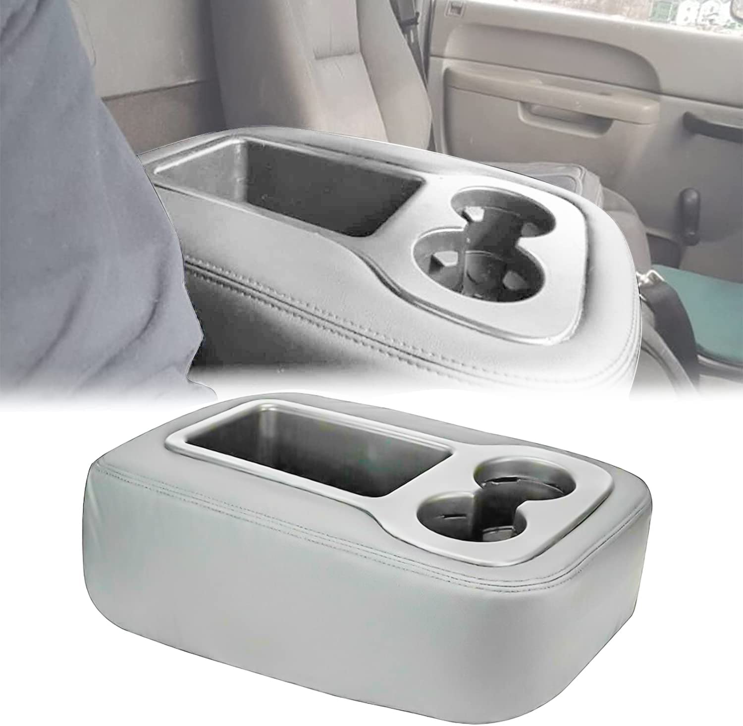 Seat Armrest Cover Compatible with Silverado Tahoe Avalanche Suburban Sierra Yukon Center Console Cover with Zipper Design - Delicate Leather