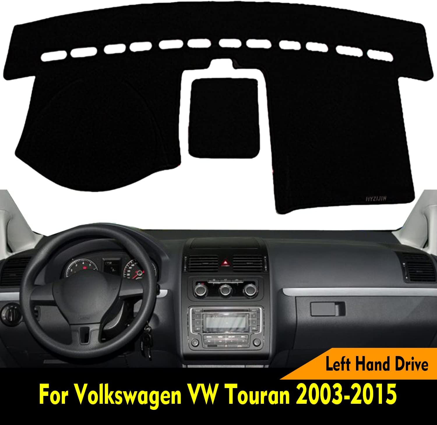 Car Dashboard Dash Board Cover Mat Carpet Compatible for VW Touran 2003-2015 Left Hand Drive - Delicate Leather