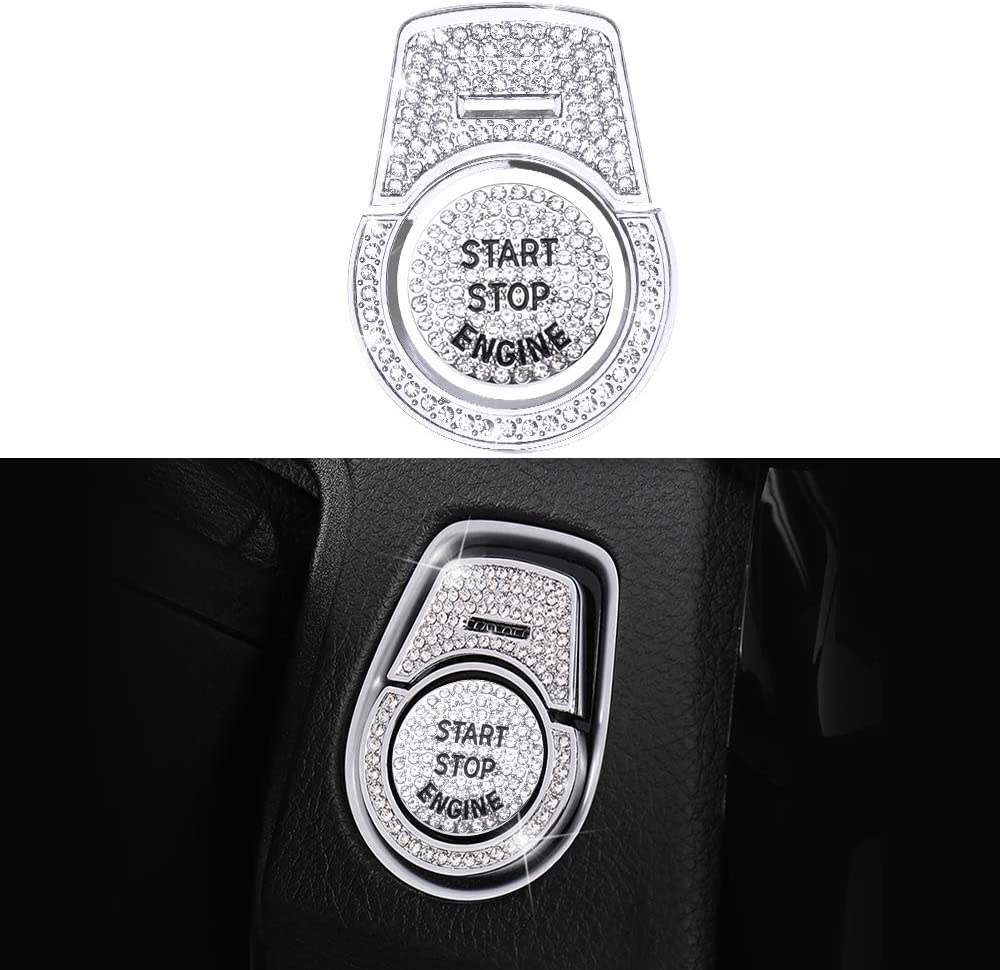 3Pcs Bling Car Engine Start Stop Button Cover Trims Compatible with Premium Zinc Alloy Ignition Push Button Cover Stickers Compatible with BMW 2 3 3GT 4 5 6 7 X1 X2 X3 X4 X5 X6 X6M M2 M3 M4 M5 M6 Series - Delicate Leather