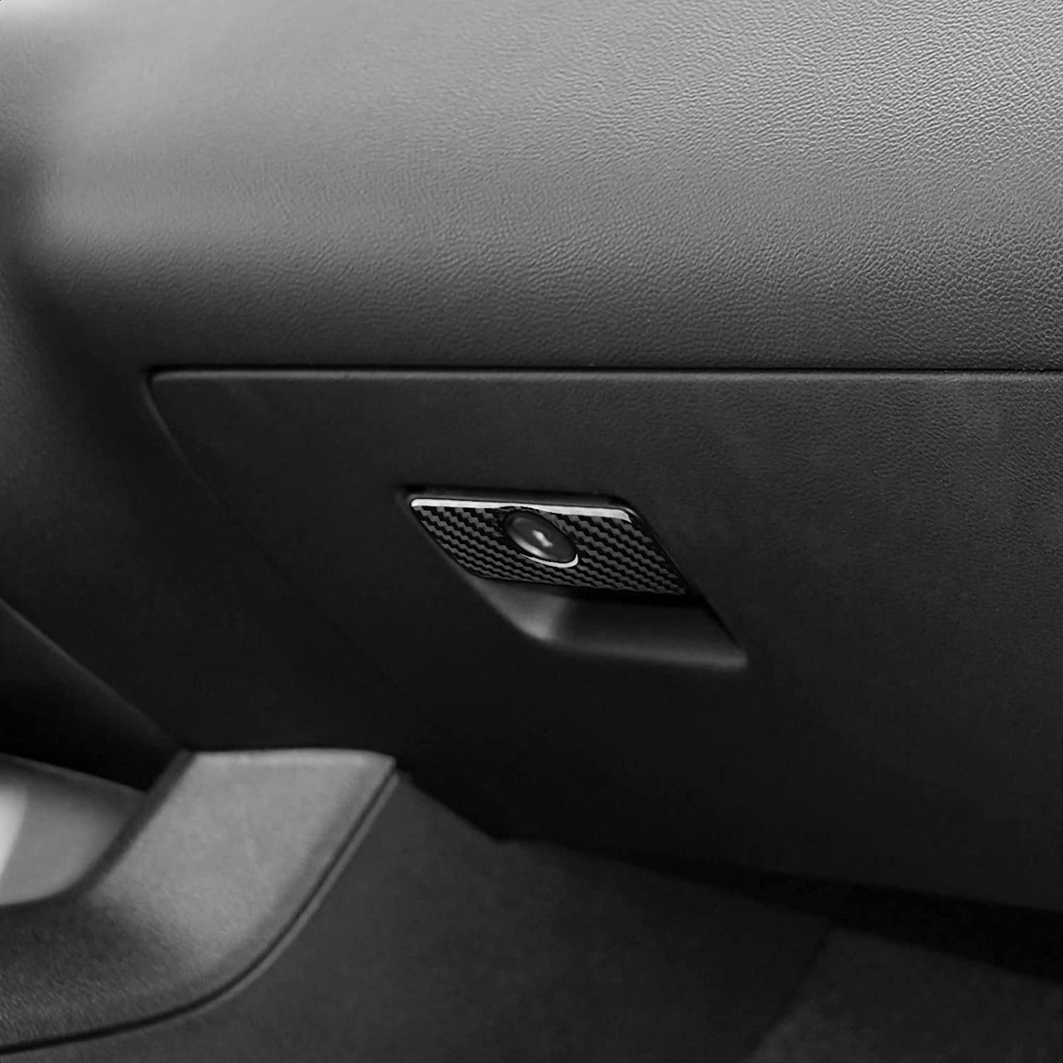 Car Copilot Storage Box Handle Sticker Decal Carbon Fiber Interior Trim Cover Compatible with Camaro 2010 2011 2012 2013 2014 2015 Accessories - Delicate Leather