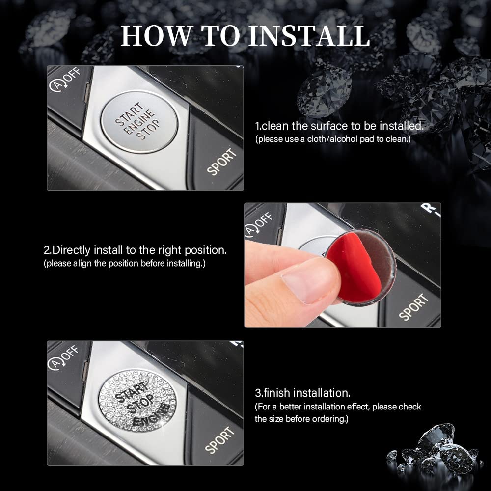 Accessories Bling 2022 2021 2020 3 Series X3 X4 X5 X6 X7 Z4 4 Series Ignition Button Cover Sticker Glitter Car Interior Decoration Trims Metal Decal - Delicate Leather