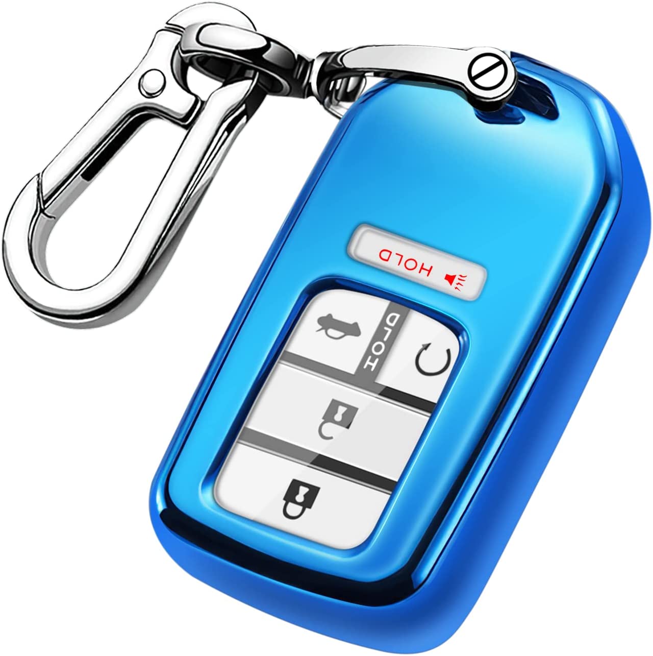 Honda Key Fob Cover with Keychain,Soft TPU Full Cover Protection Key Fob Shell Compatible with Honda Accord Civic CRV HRV Pilot Odyssey Passport Smart Remote Key Fob Case - Delicate Leather