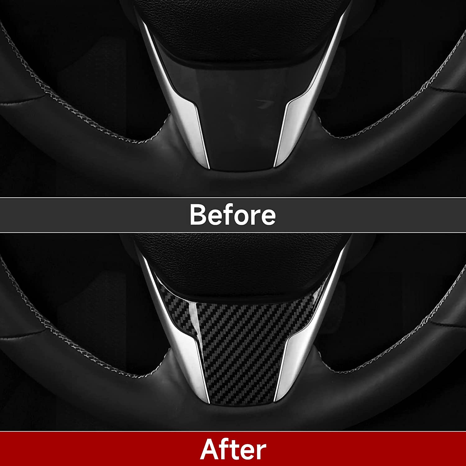 For Honda Civic 2016 2017 2018 2019 2020 2021 Accessories Steering Wheel Cover Trim ABS Carbon Fiber Interior Sticker - Delicate Leather