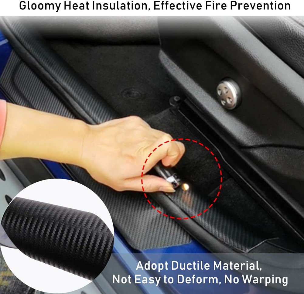 5PCS for Mitsubishi Door Sill Plate Protectors, Self-Adhesive Carbon Fiber Vinyl Reflective Front/Rear Door Sill Scuff Plate Guard, Welcome Pedal Protector Cover - Delicate Leather