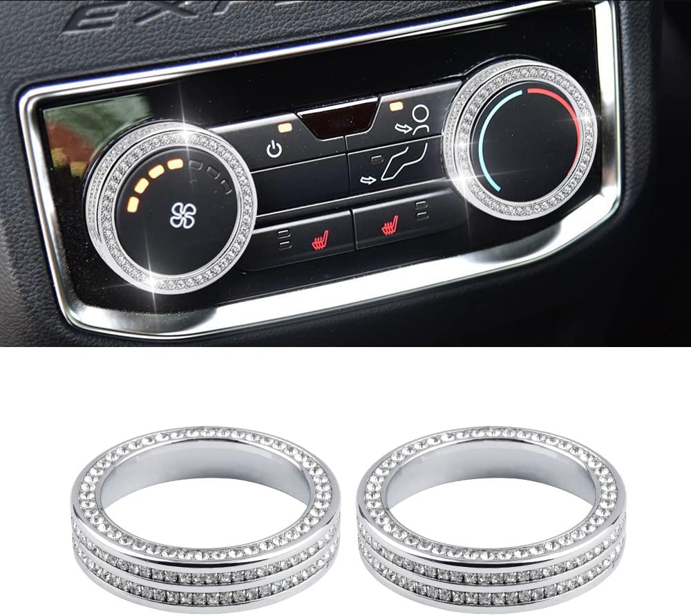 Ford Explorer Accessories Bling 2022 2021 2020 Rear Air Temperature AC Knob Covers Glitter Car Interior Decoration Trims Metal Decal Caps - Delicate Leather