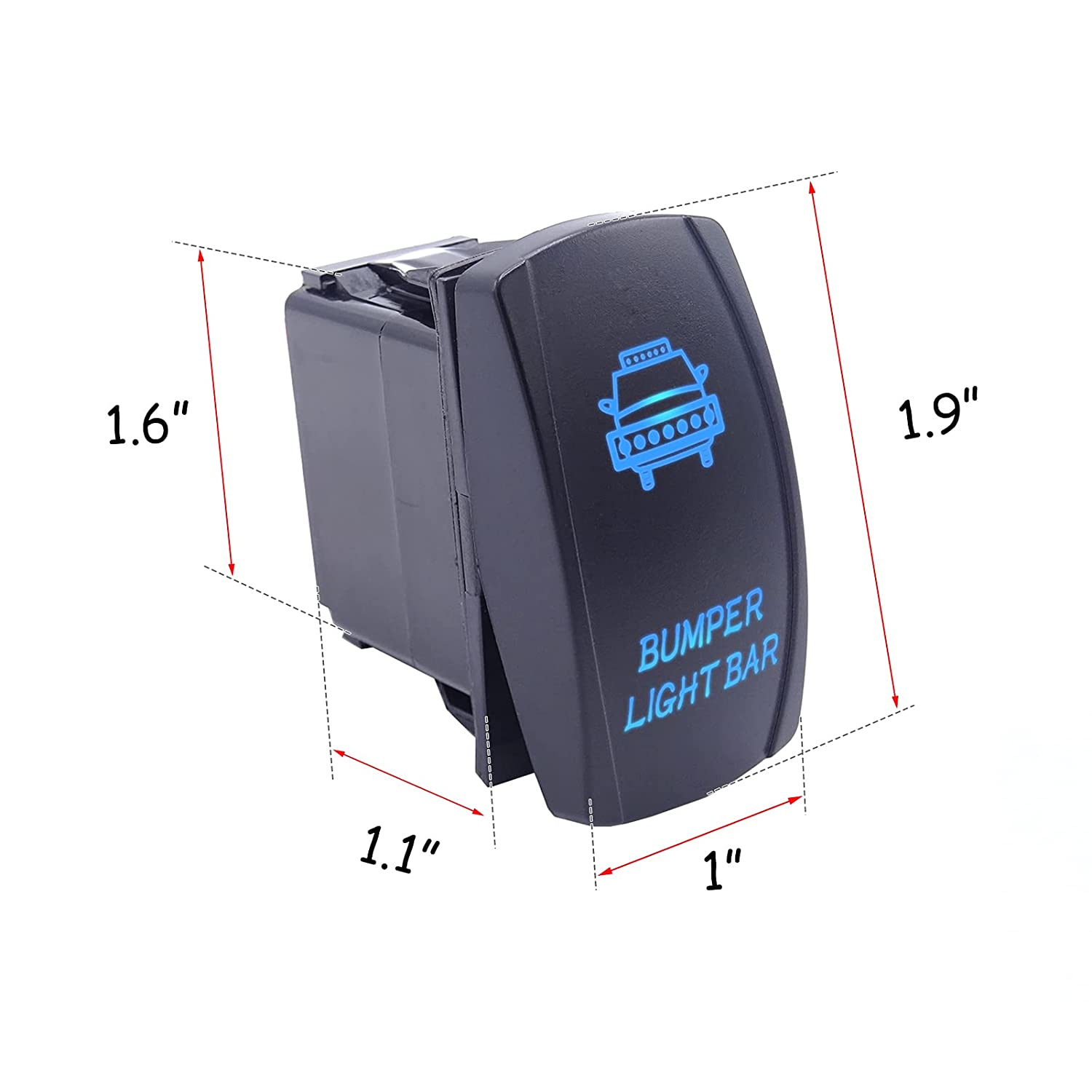 5Pin Backlit Bumper Light Bar Rocker Toggle Switch Kit On/Off Blue LED Light, 20A, 12V Compatible with Most 4x4, Off-Road, SUV, ATV, UTV, Polaris Ranger RZR, Motorsport, Boat, Marine - Delicate Leather