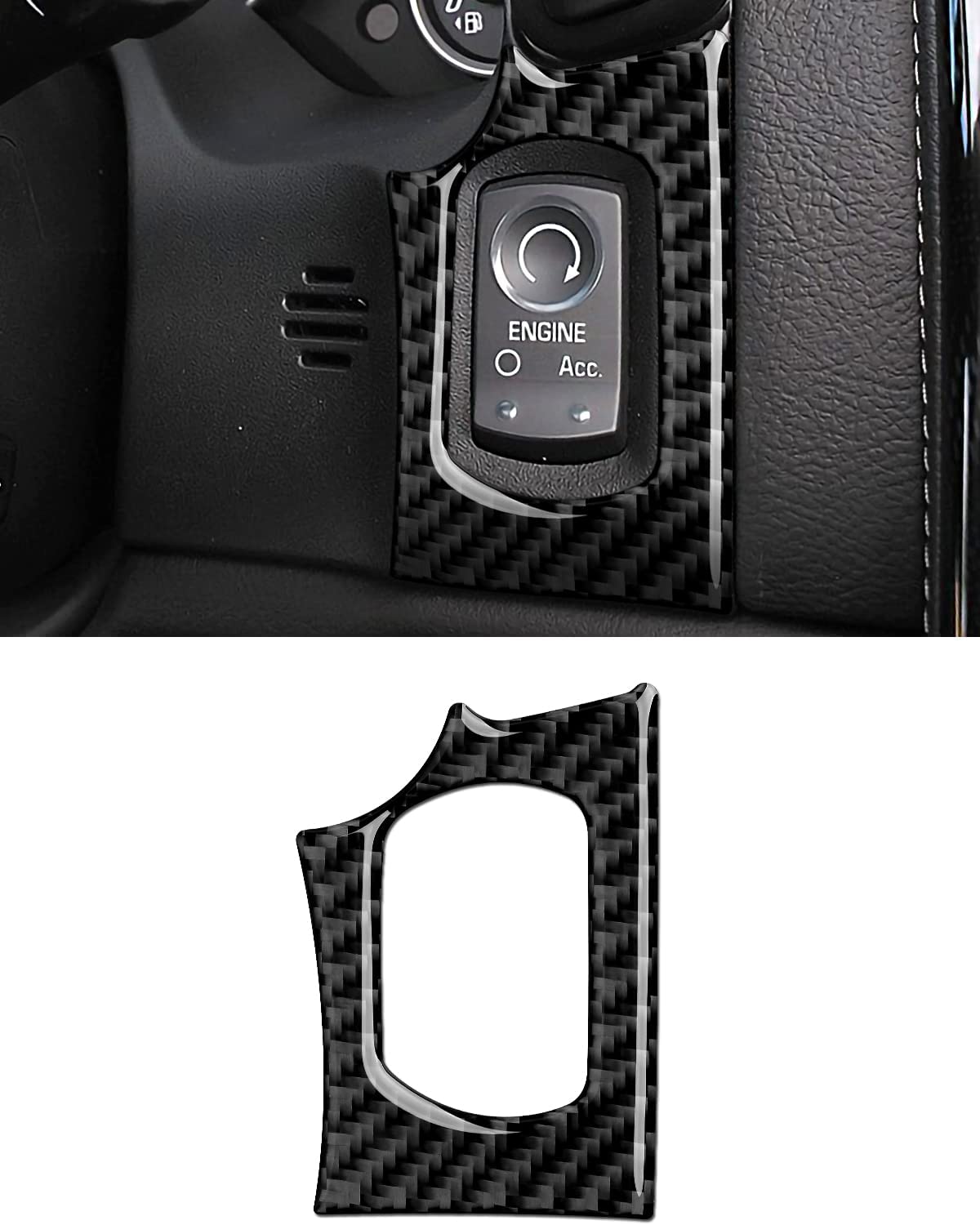 Car Engine Start Stop Button Sticker Decal Carbon Fiber Interior Trim Cover Compatible with C6 2005 2006 2007 Accessories - Delicate Leather