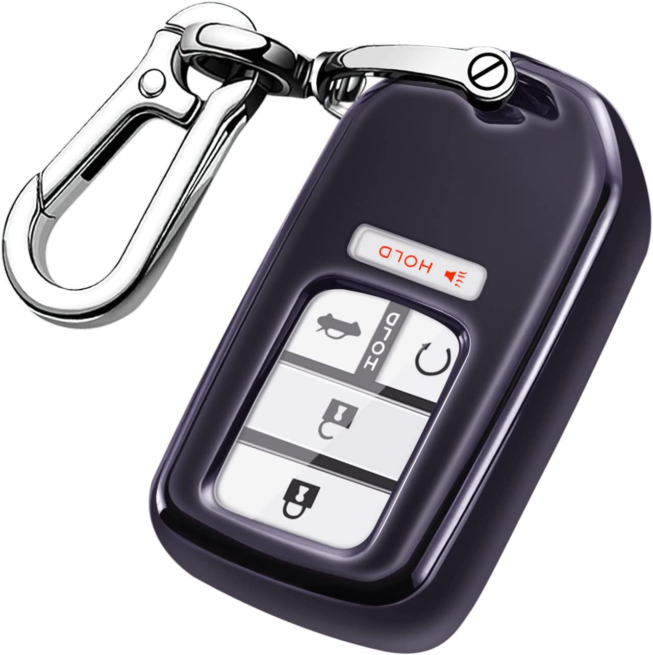 Honda Key Fob Cover with Keychain,Soft TPU Full Cover Protection Key Fob Shell Compatible with Honda Accord Civic CRV HRV Pilot Odyssey Passport Smart Remote Key Fob Case - Delicate Leather