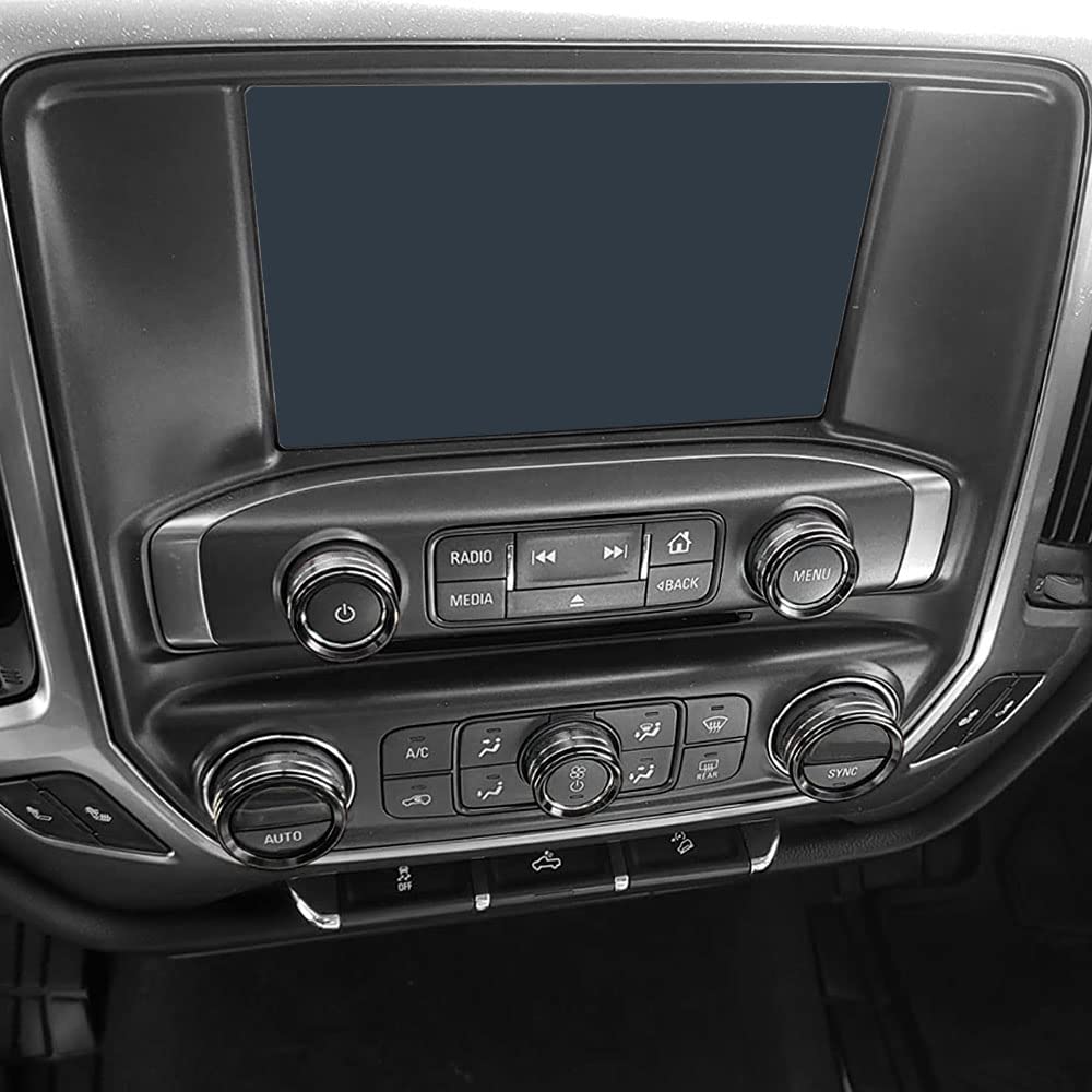 AC Radio Knob Cover Compatible with Silverado & Sierra 2014-2018 Dash Menu Auto Climate Control Volume Turn Signal 4WD Light Switch Knob Button Cover Trim Ring - Delicate Leather