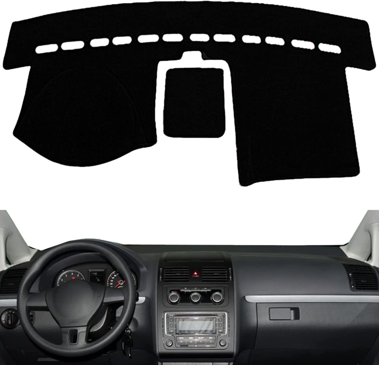 Car Dashboard Dash Board Cover Mat Carpet Compatible for VW Touran 2003-2015 Left Hand Drive - Delicate Leather
