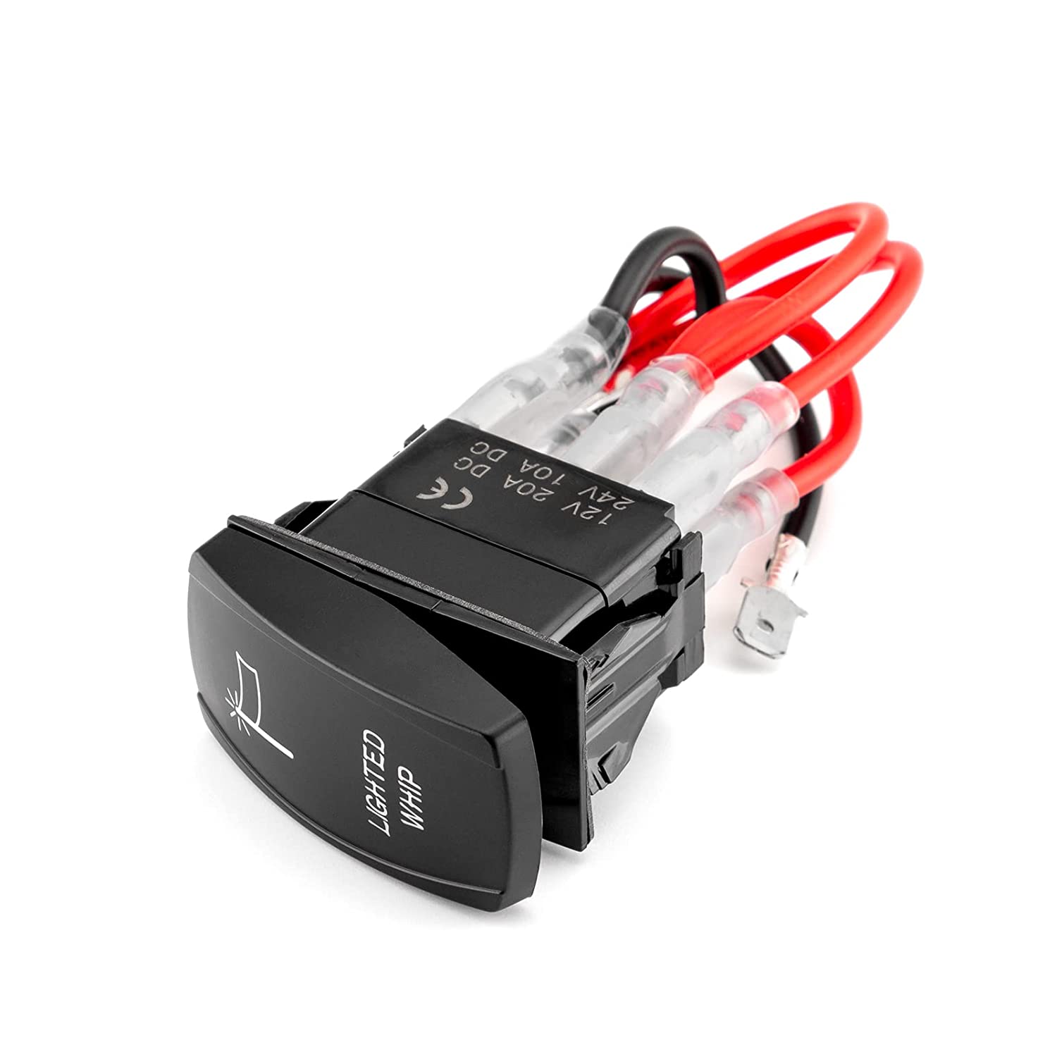 5Pin Laser Lighted Whip Rocker Switch On-Off LED Light 20A 12V, Blue Compatible with Most SUV, ATV, UTV, Motorcycle, Truck and More - Delicate Leather