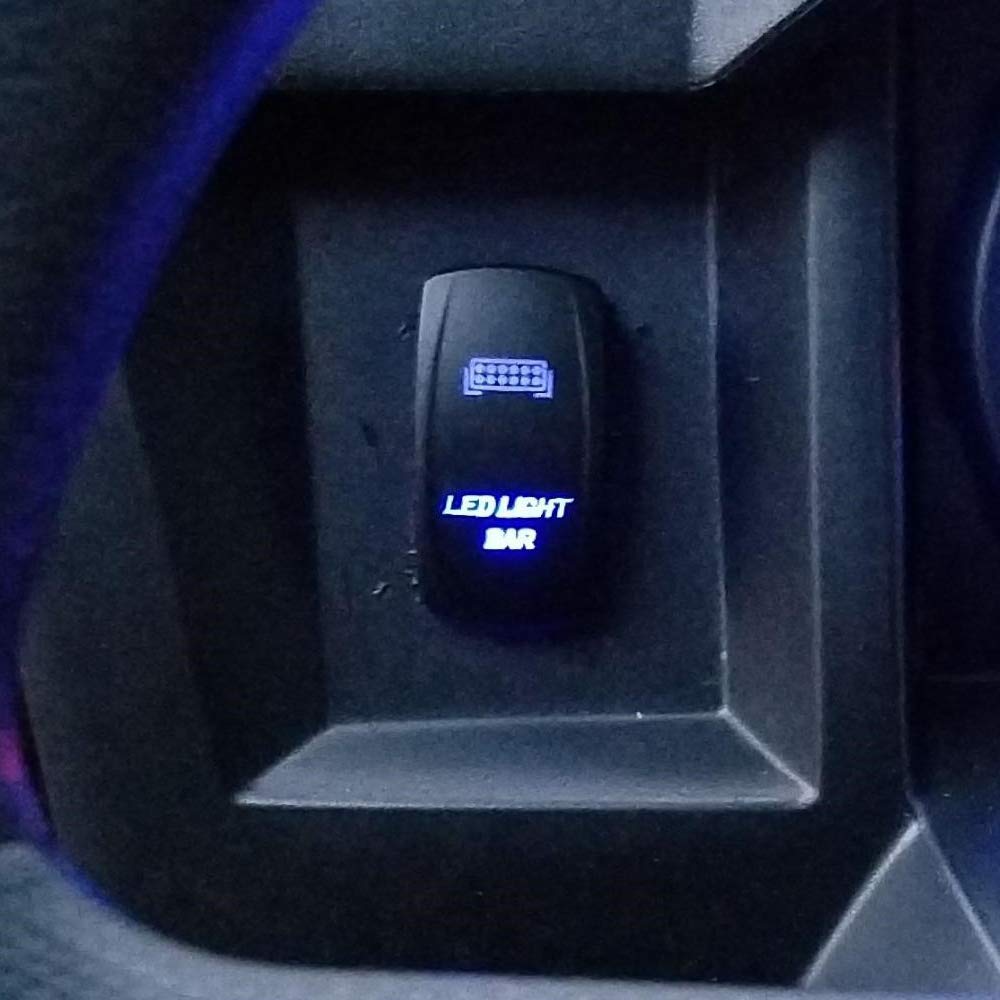 Laser LED Light Bar Rocker Switch ON-Off LED Light 20A 12V, 5pin, Blue Compatible with Cars, Trucks, UTV, ATV, Boat, Tractor, Auto, 4x4, 4WD - Delicate Leather