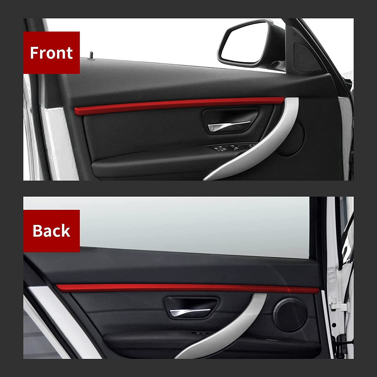 Car Door Cover Decoration Strips Sticker ABS Decal Trim Compatible with 3 Series Interior Accessories -- ONLY for F30 - Delicate Leather