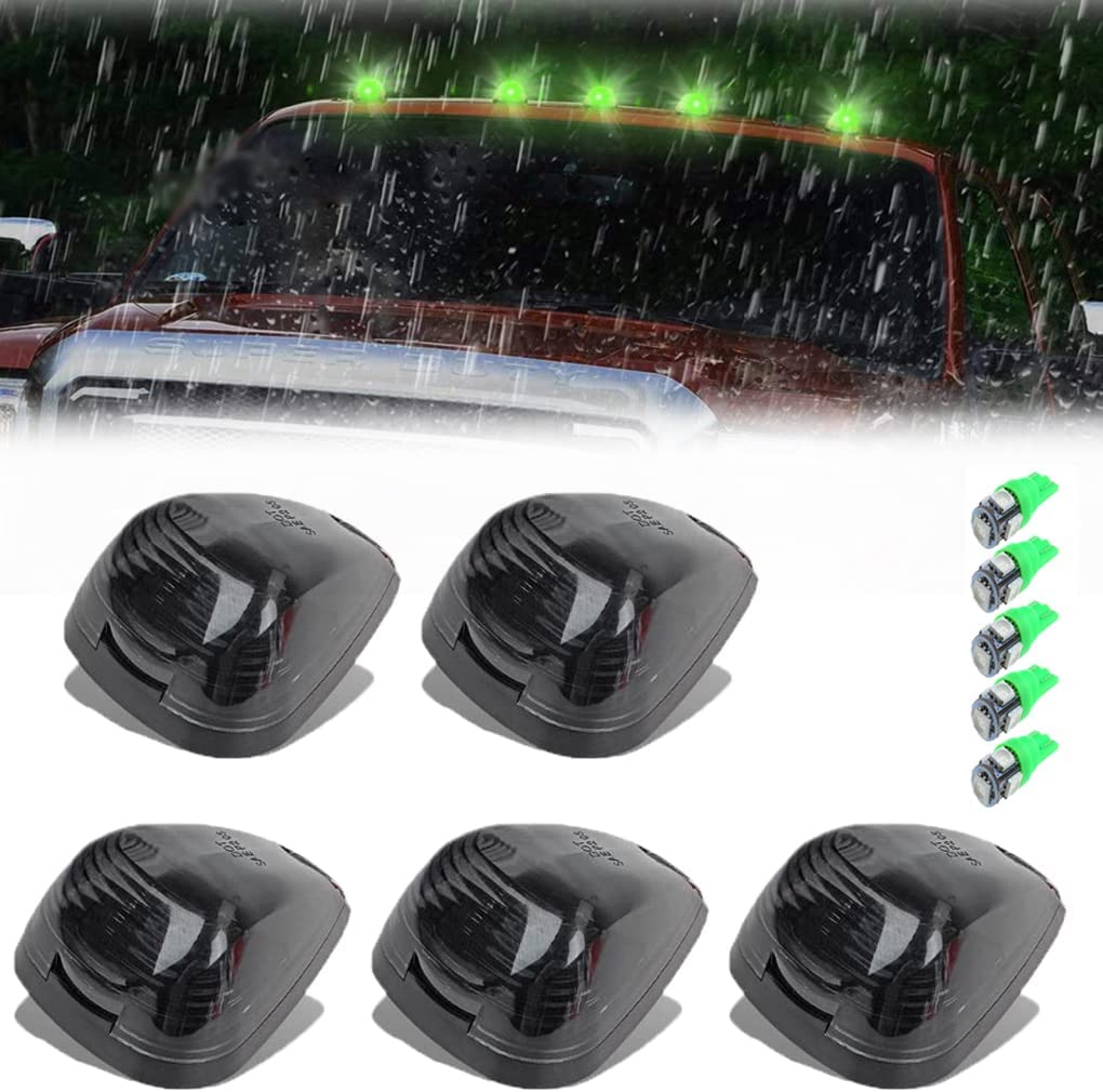 5X Black Smoke Lens Cab Roof Marker Running Lamps w/Blue LED Lights - Delicate Leather