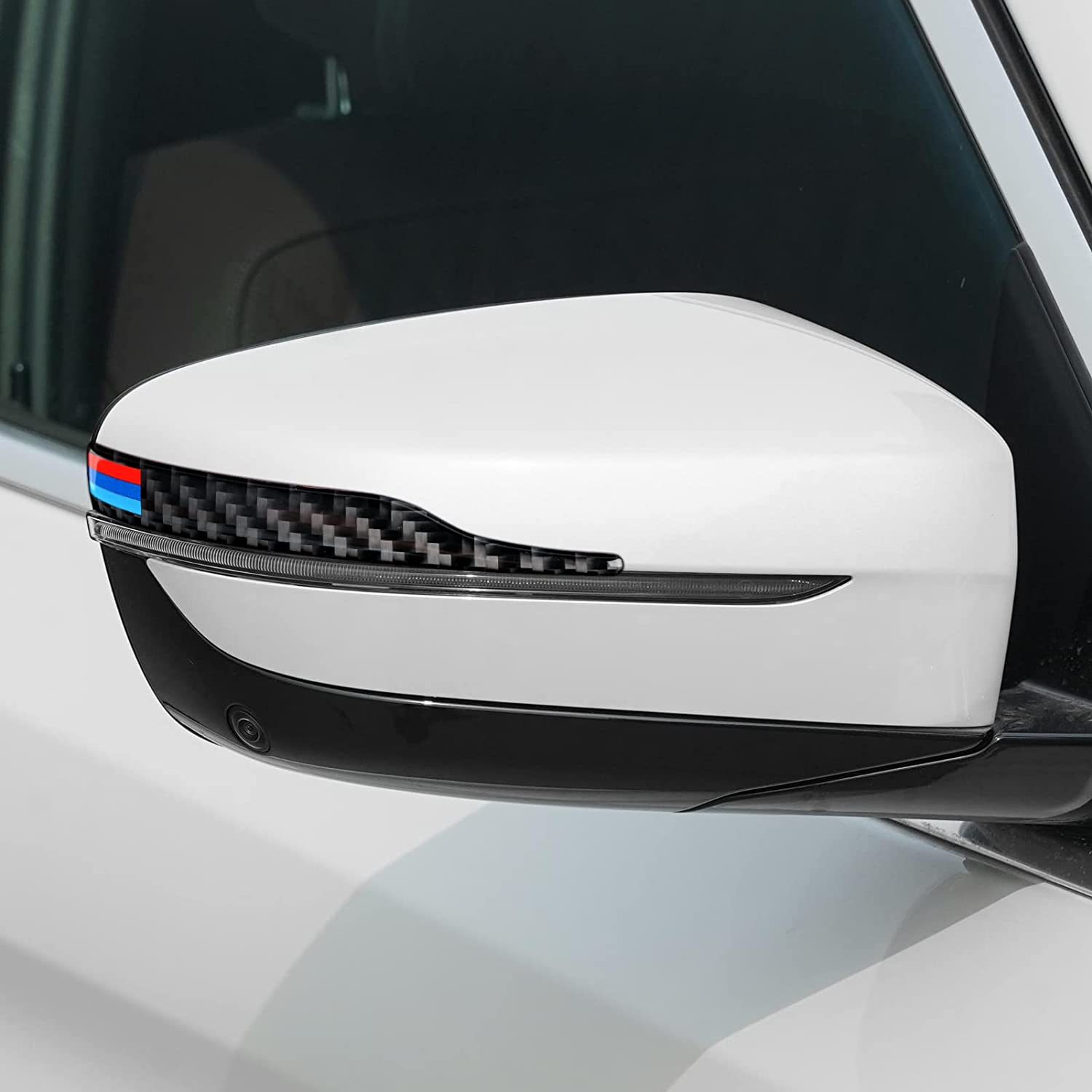 2PCS Universal Rearview Mirror Protector Sticker Anti Collision Strips Carbon Fiber Decal Trim Compatible with BMW 1 2 3 4 5 6 7 Series X1 X2 X3 X4 X5 X6 Accessories - Delicate Leather